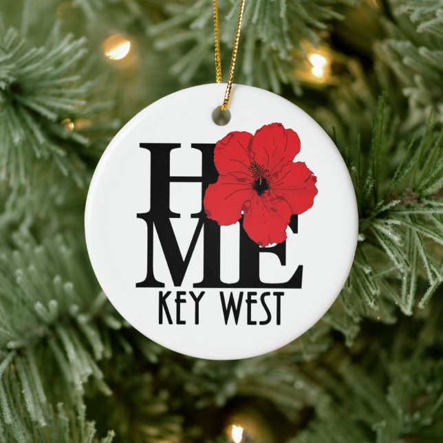 HOME Key Wesy Red Hibiscus Ceramic Tree Decoration (Tree)