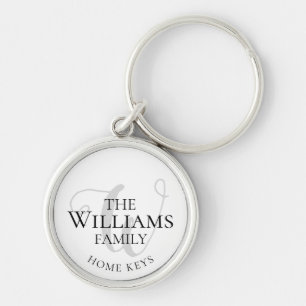 home keys with family name monogram elegant key ring