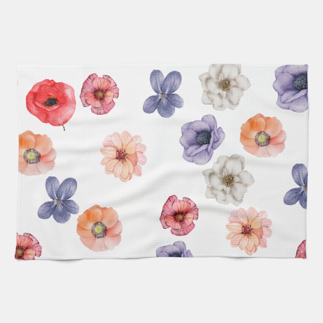 Home & Kitchen Collection Bright Flower Print Tea Towel (Horizontal)