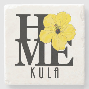 HOME Kula Yellow Hibiscus Stone Coaster
