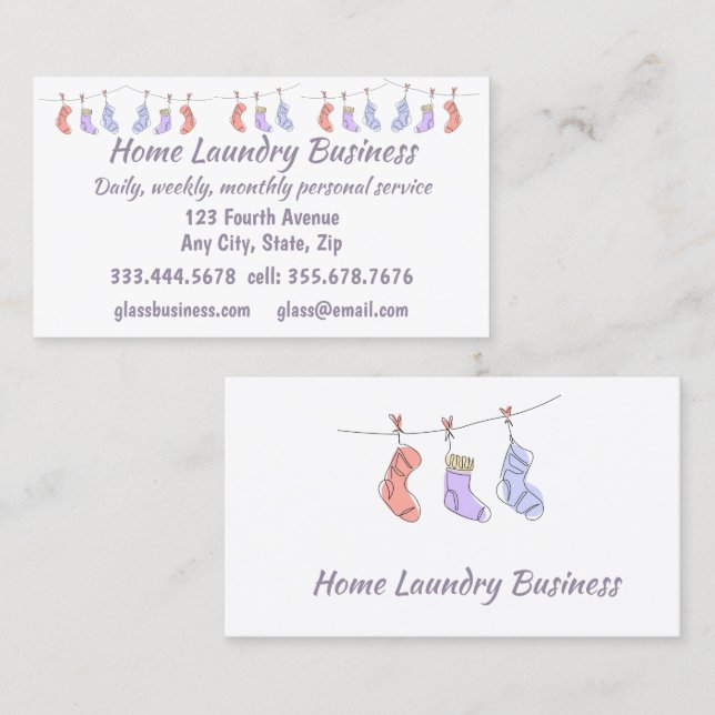 Home Laundry Business Personal  Business Card (Front/Back)