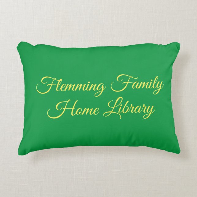 Home library cushion, kelly green, elegant script decorative cushion (Front)