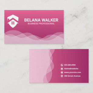 Home Logo   Pink Abstract Wave Background Business Card