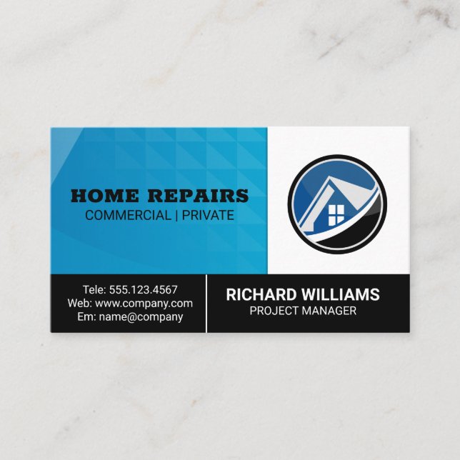 Home Logo | Repair Services Business Card (Front)