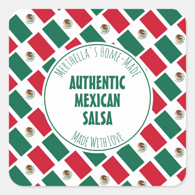 Home Made AUTHENTIC MEXICAN SALSA Square Sticker (Front)