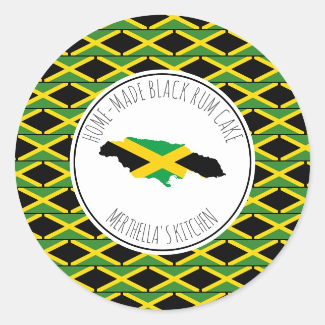 HOME-MADE BLACK RUM CAKE Jamaica Flag Classic Round Sticker (Front)