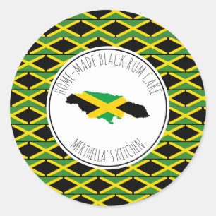 HOME-MADE BLACK RUM CAKE Jamaica Flag Classic Round Sticker