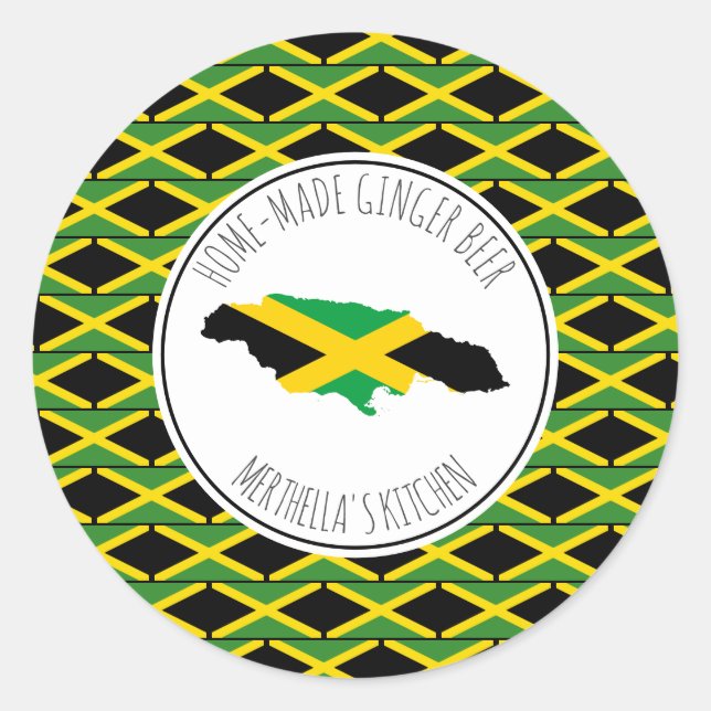 HOME-MADE GINGER BEER Jamaica Flag  Classic Round Sticker (Front)