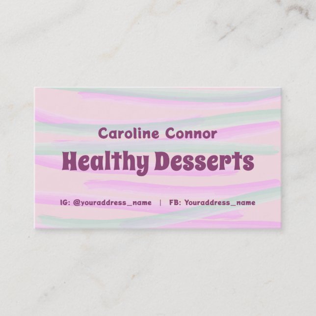 Home Made Healthy Desserts & Cakes Watercolor  Business Card (Front)