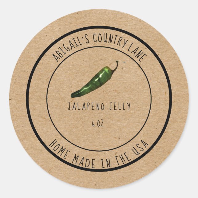 Home Made Jalapeno Jelly Label (Front)