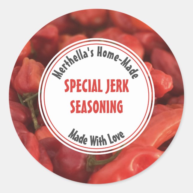 Home Made JERK SEASONING Scotch Bonnet Classic Round Sticker (Front)