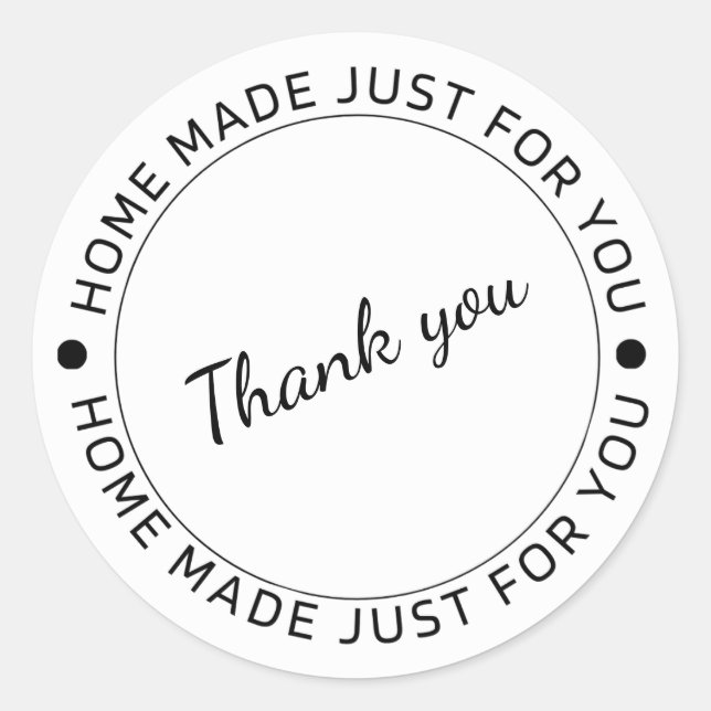 Home Made Just For You Thank You Sticker Pack (Front)