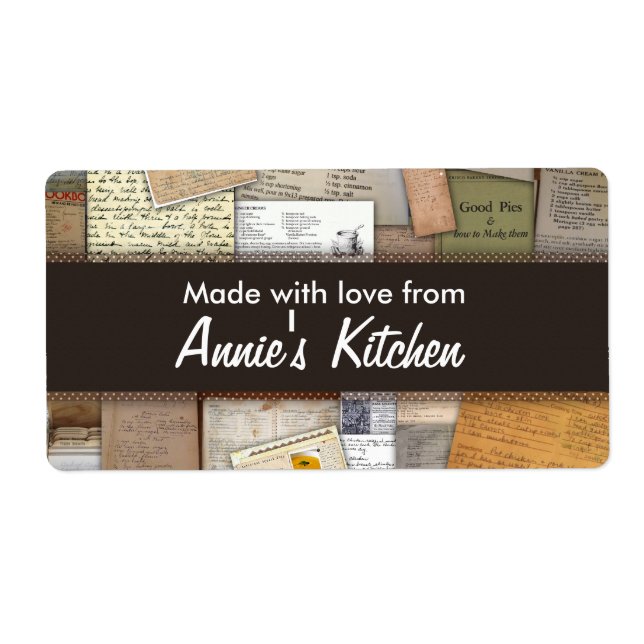 Home made Recipes Customisable Label (Front)