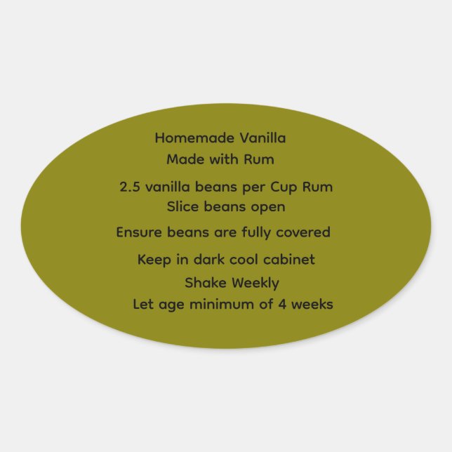 Home Made Vanilla  Bourbon Recipe labels (Front)
