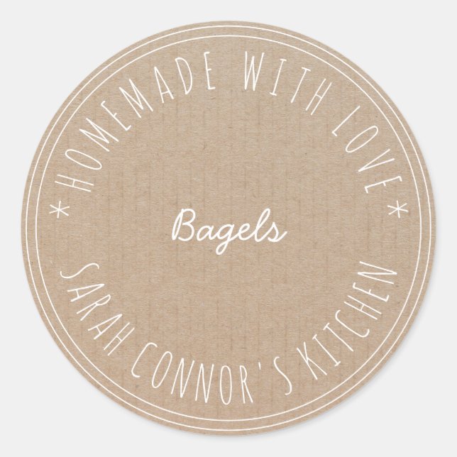 Home made with love Bagels Kraft Baking Classic Round Sticker (Front)