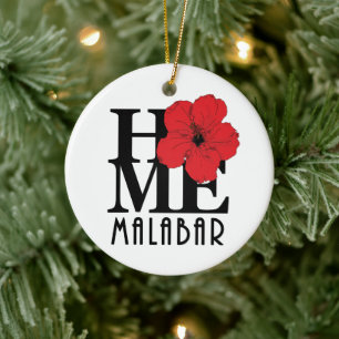 HOME Malabar Red Hibiscus Ceramic Tree Decoration