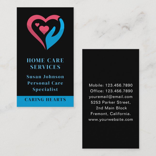  Home Medical healthcare caregiver Nurse  Business Card (Front/Back)
