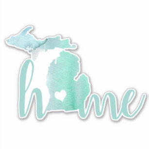 Home Michigan Watercolor Silhouette State