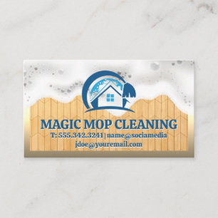 Home Mop Logo Soap Suds Cleaner Business Card