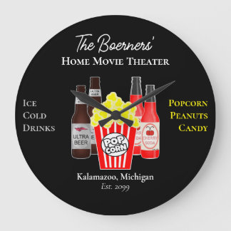 Home Movie Theatre Beer Soda Wall Clock