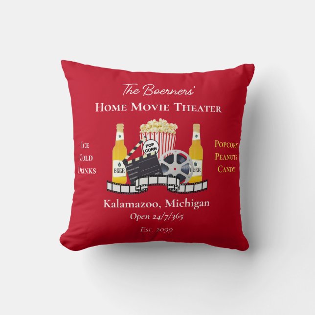Home Movie Theatre Popcorn Clapperboard Film Cushion (Front)