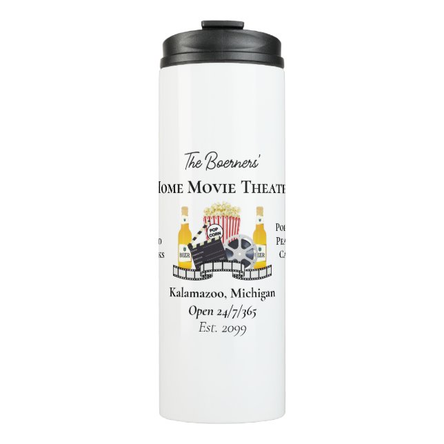 Home Movie Theatre Popcorn Clapperboard Film Thermal Tumbler (Front)