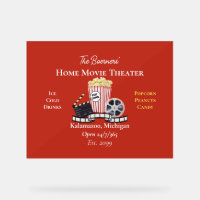 Home Movie Theatre Popcorn Film Reel Acrylic Sign