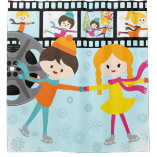 Home Movies Ice Skating Figure Skating Kids Shower Curtain