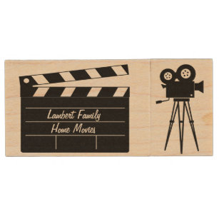 Home Movies Personalised Wood USB Flash Drive