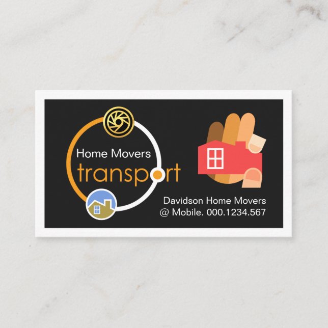Home Moving Truck Location Orbit Business Card (Front)