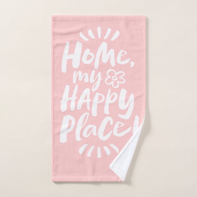 HOME my Happy Place!  Cosy Homebody Pale Pink Hand Towel (Hand Towel)