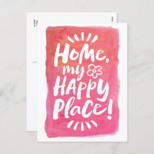 HOME my Happy Place!  Homebody - Pink Holiday Postcard