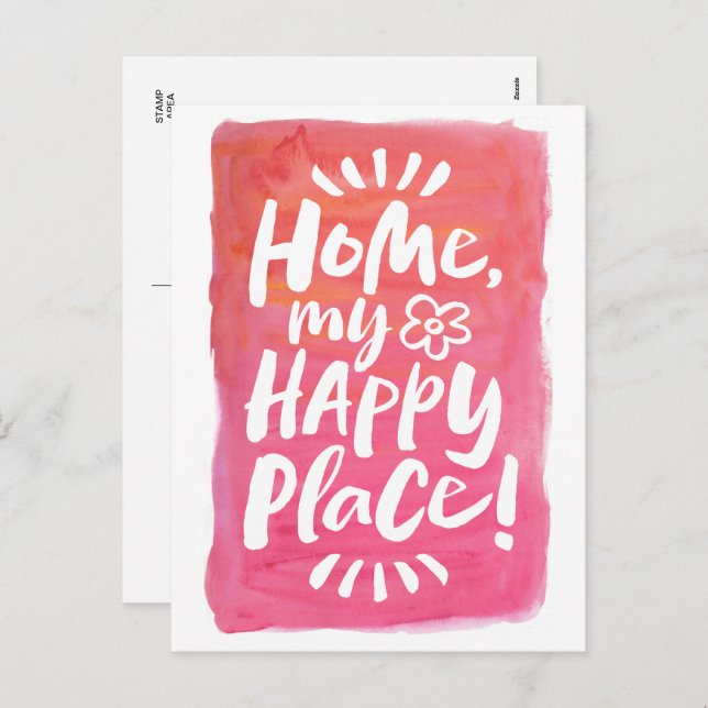HOME my Happy Place!  Homebody - Pink Holiday Postcard (Front/Back)