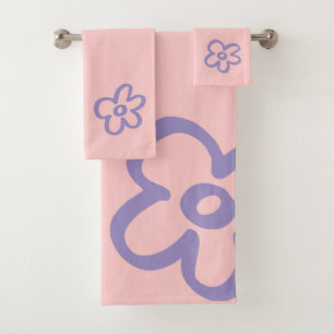 HOME my Happy Place! Purple Daisy Flower Bath Towel Set