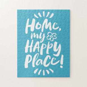 HOME my Happy Place!  Shelter in Place - Calm Blue Jigsaw Puzzle