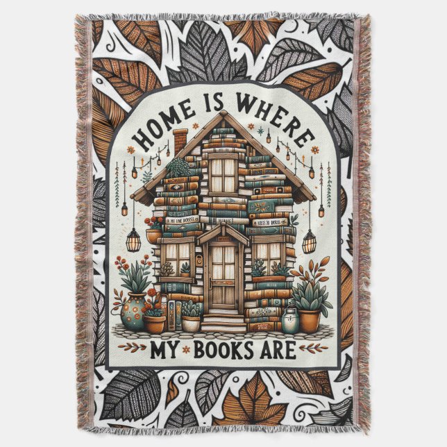 Home of Books Blanket | Cosy Bookworm Throw | Cott (Front Vertical)