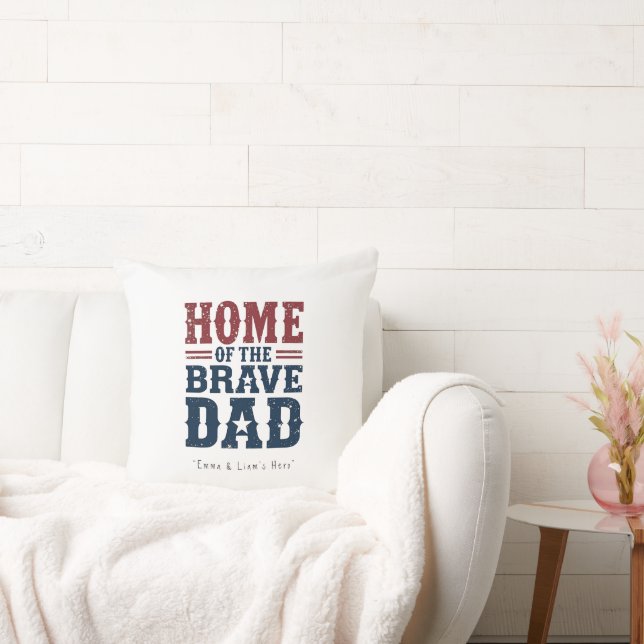Home of the Brave Dad Pillow – Funny Couch Gift (Couch)