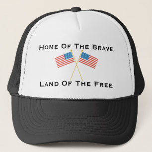 Home of the Brave Land of Free American Flag Hat