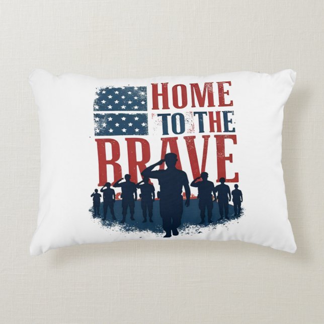 Home of the Brave Salute Tee Decorative Cushion (Front)