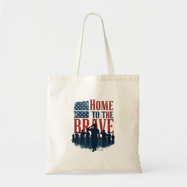 Home of the Brave Salute Tee Tote Bag (Front)