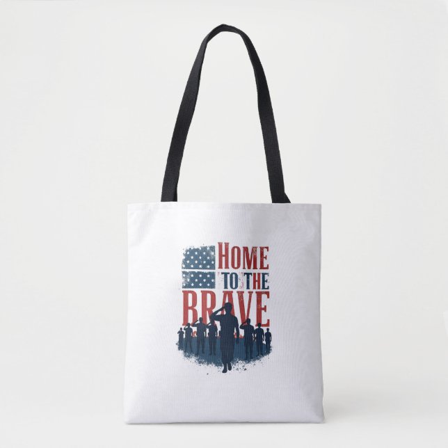 Home of the Brave Salute Tee Tote Bag (Front)