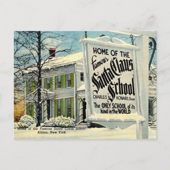 Home of the Famous Santa Claus School Holiday Postcard (Front)