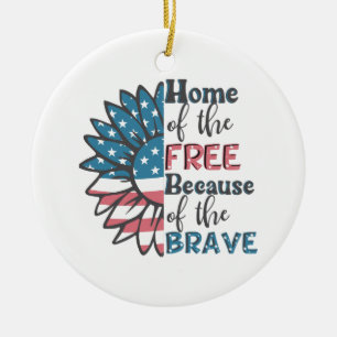 Home of the free because of the brave 4th of july ceramic tree decoration