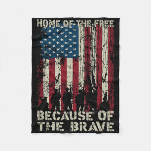 Home Of The Free Because Of The Brave Distress Ame Fleece Blanket