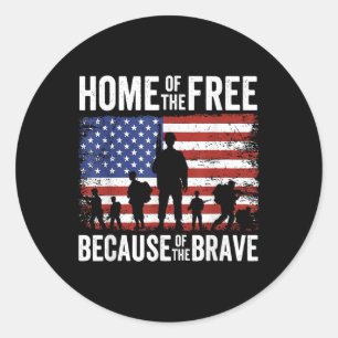 Home Of The Free Because Of The Brave Memorial Classic Round Sticker