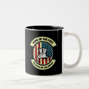 Home of the Free, Because of the Brave Patriotic Two-Tone Coffee Mug