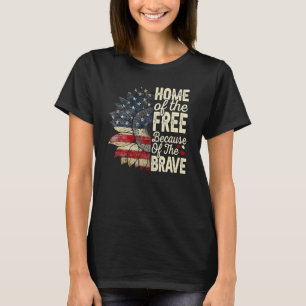 Home Of The Free Because Of The Brave Sunflower 4t T-Shirt