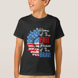 Home Of The Free Because Of The Brave Sunflower 4t T-Shirt