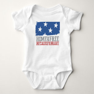 Home of the Free Because of the Brave US Flag Baby Bodysuit