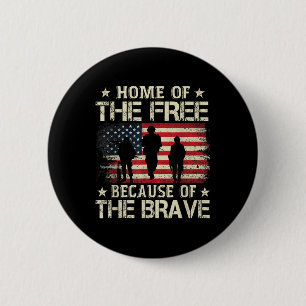 Home Of The Free Because Of The Brave Usa Flag 6 Cm Round Badge